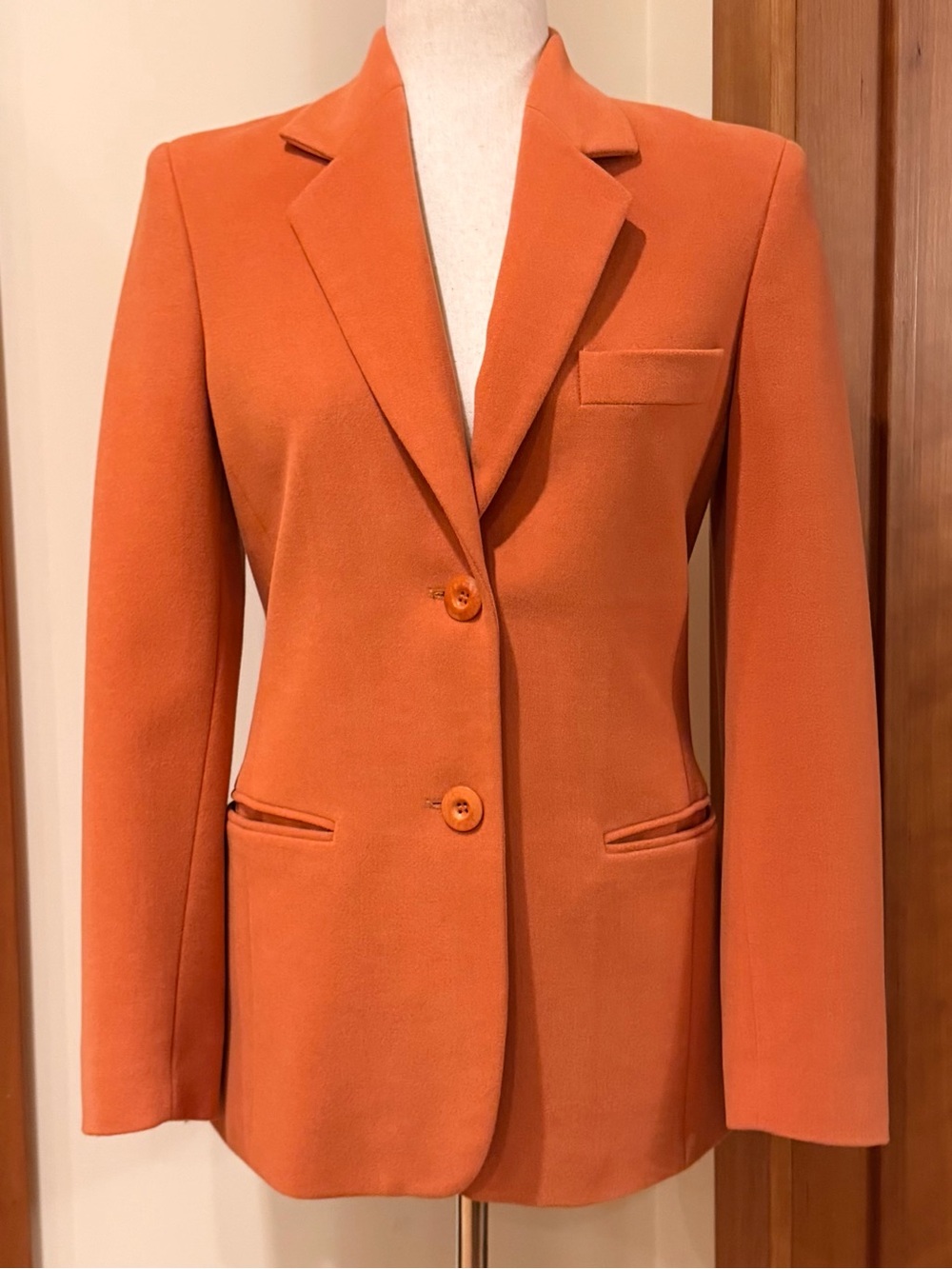 Vintage Les Copains x Loro Piana Women's Orange Angora Blend Blazer 38